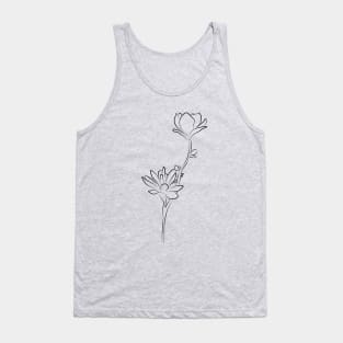 Flower Line Drawing - Modern Magnolia Tank Top